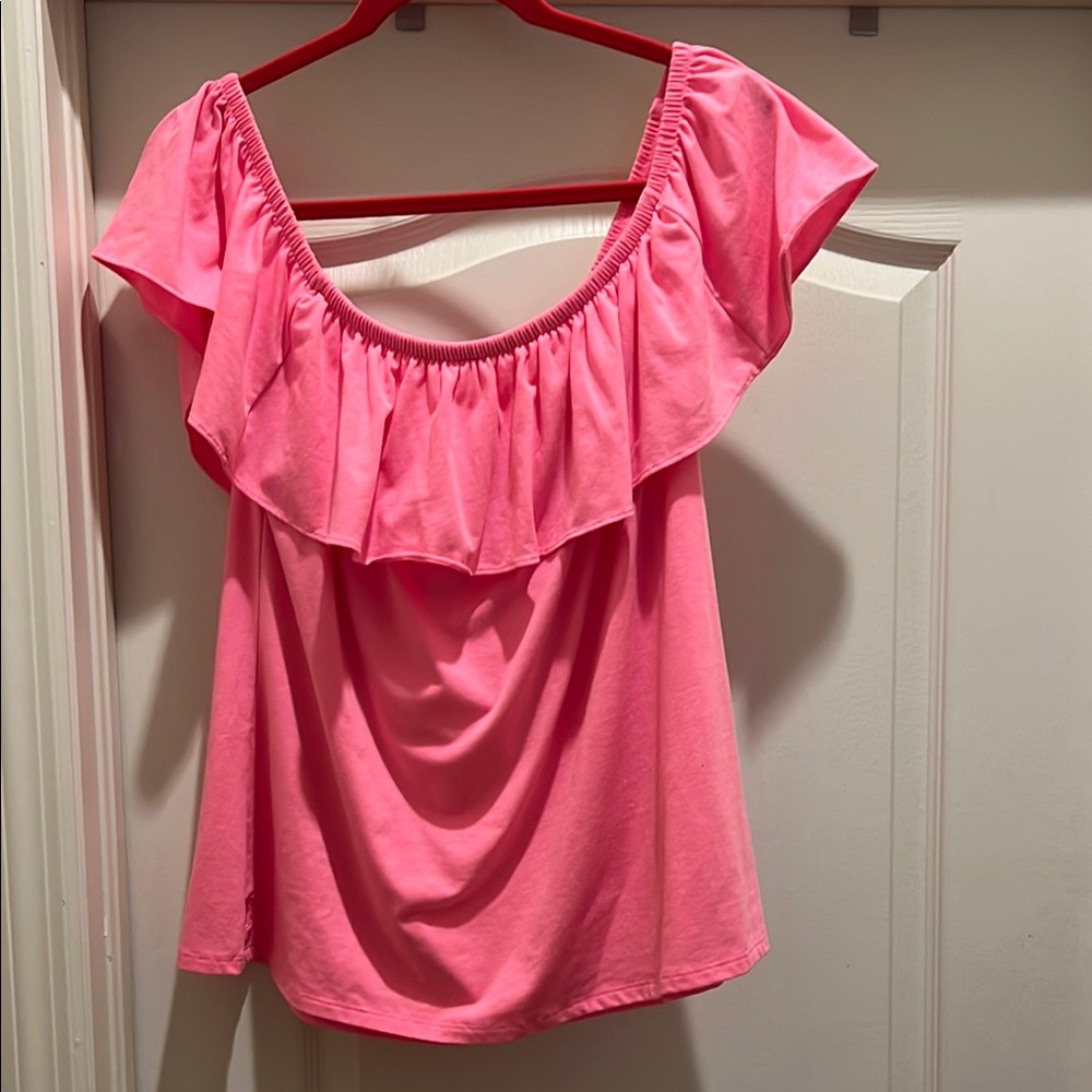 Lilly Pulitzer Pink Ruffle Off-Shoulder Top